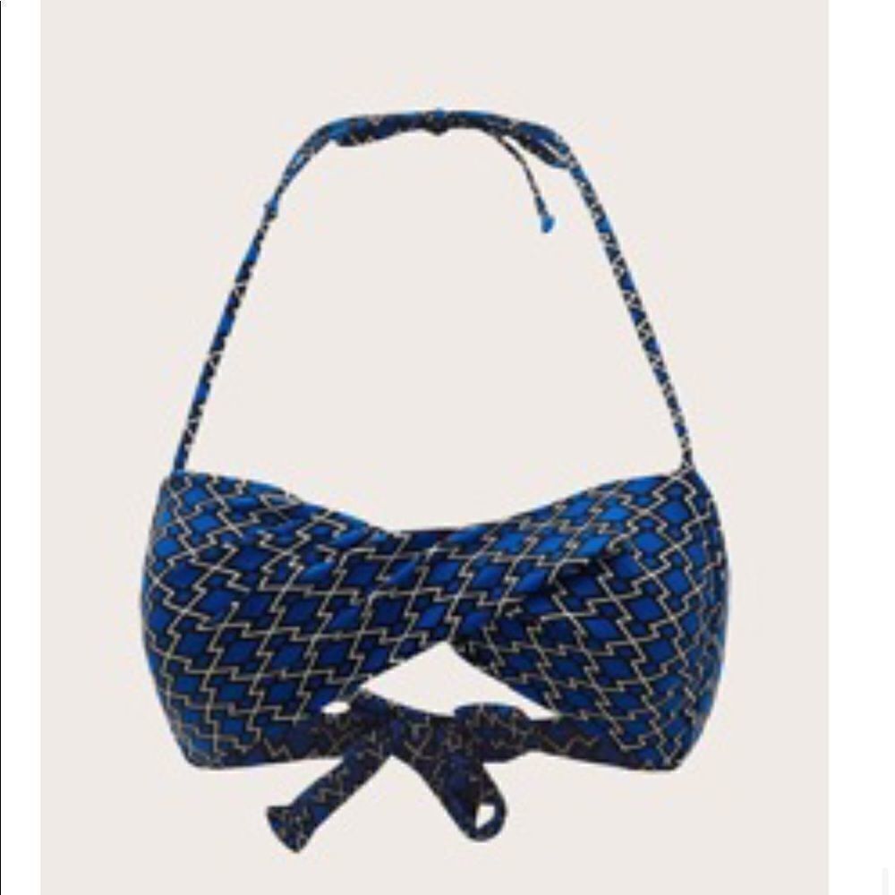 Shein XL strapless padded bikini top blue